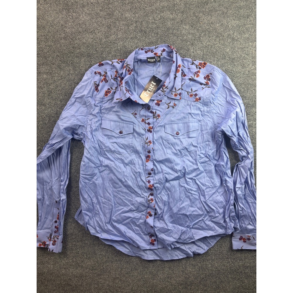 Cruel Denim Western Shirt Womens XXL Lilac Floral Embroidered Long Sleeve Shirt